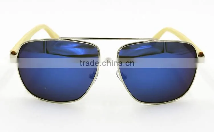 fashionable bamboo arms metal frame aviator sunglasses sport sunglasses