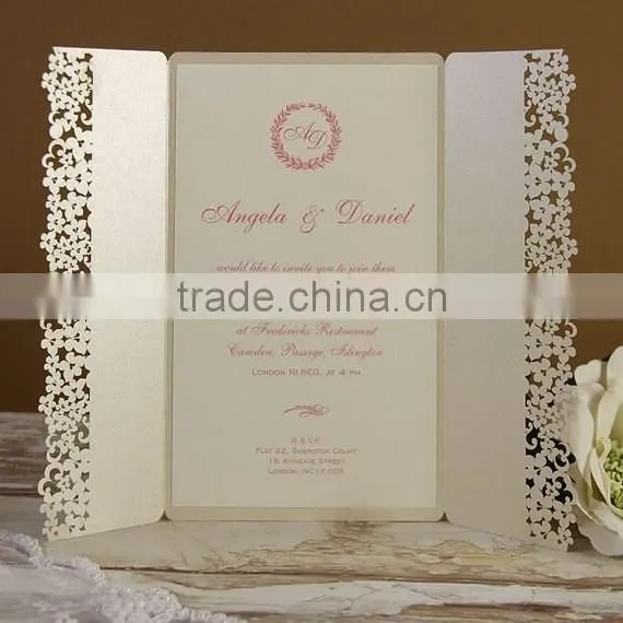 Laser Cut Gatefold Flower Floral Filigree Wedding Invitation With Envelopes and Personalisation