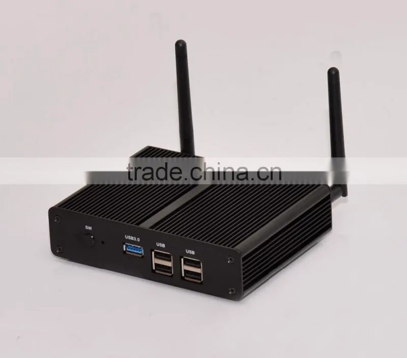 Aluminum Case Material and USB External Interface HTPC/small desktop computer /fanless pc, Windows7 TV Box with 4G RAM, 128 SSD