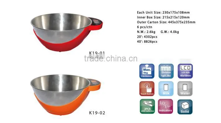 digit fruit weighing scale 5kg with bowl kitchen scale