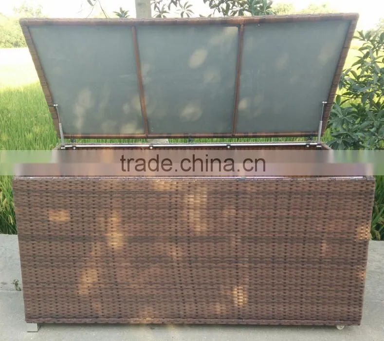 Functional Aluminium KD structure rattan storage box with wheel