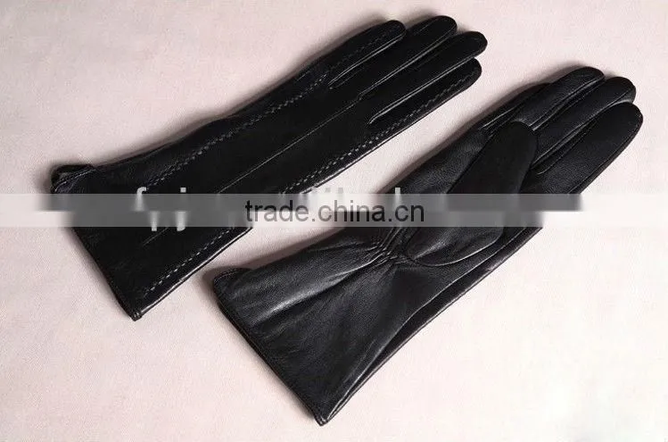 hot sale stylish leather lady wearing red color leather gloves in winter