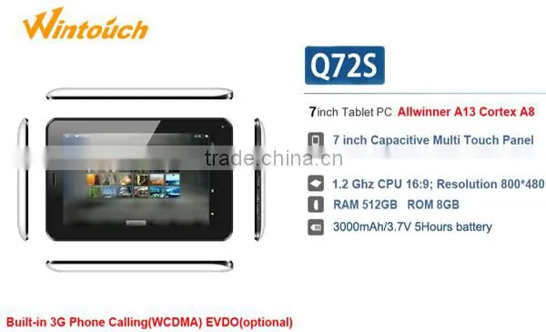 Multi point touch 3G phone 7 inch tablet pc android smart tablet pc DDR3 512MB HD 800/480 pixel