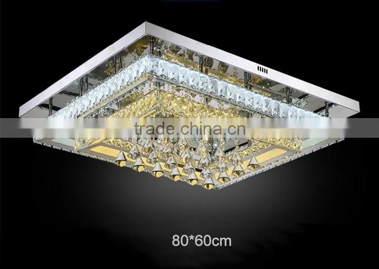 Modern Crystal Ceiling Lights K9 Crystal Steel Body Square Modern Crystal Chandelier