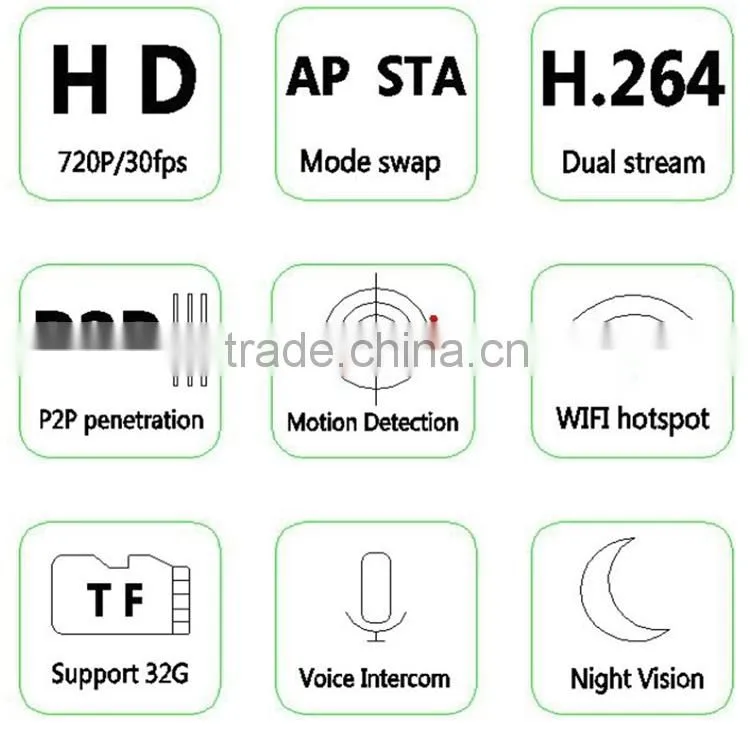 Night Vision 720P HD WIFI CLOCK Wifi Clock Mobile Phone Alarm Clock P2P Wifi Pinhole Hidden Alarm Clock Camera