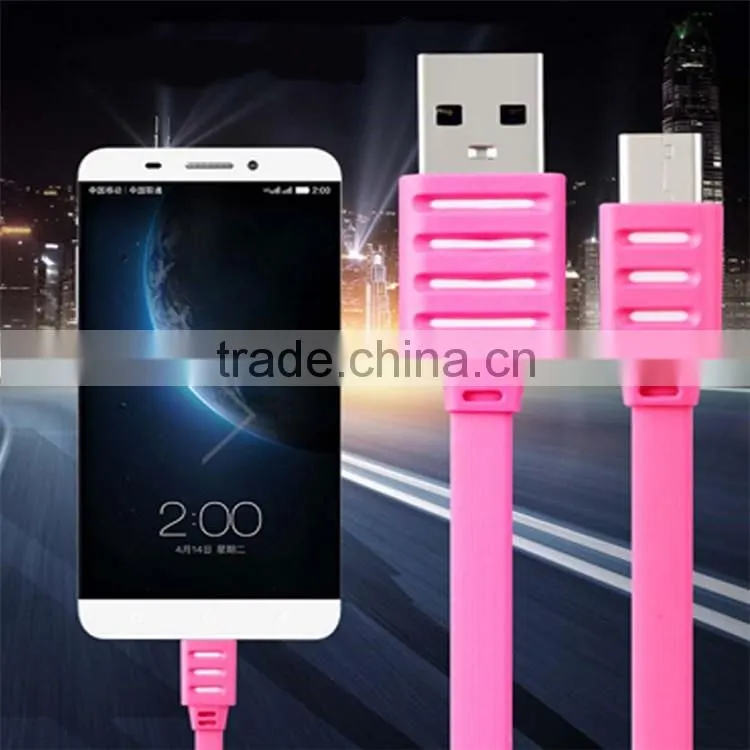 2016 Colorful Fresh look Type-C to USB2.0 flat wire phone cable