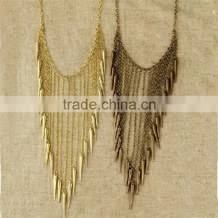 gold silver bullet tassel women accessories necklace