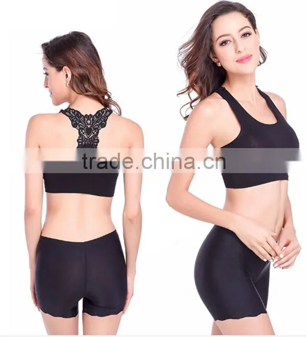 2015 new bra without rims sport bra Bowknot lace sexy beauty back small vest