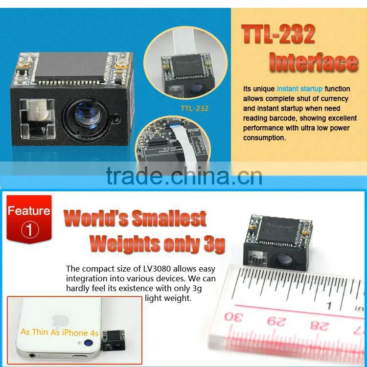 LV3080 Cheapest and Smallest 2D Barcode Scanner for Mobile POS, PDA and Smartphone