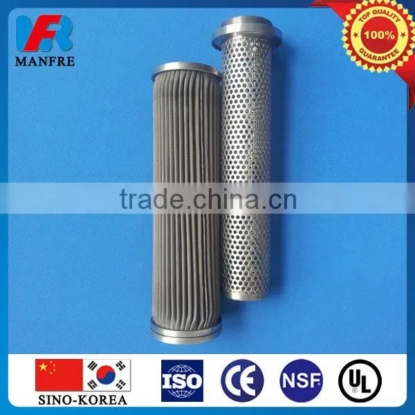 Stainless steel pleated sintered filter element