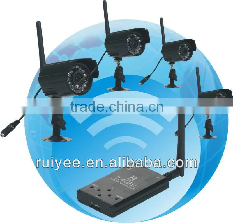 RY-001 2.4G 4 X CHS Wireless DIGITAL Camera Surveilance system PC IP Nanney cam system