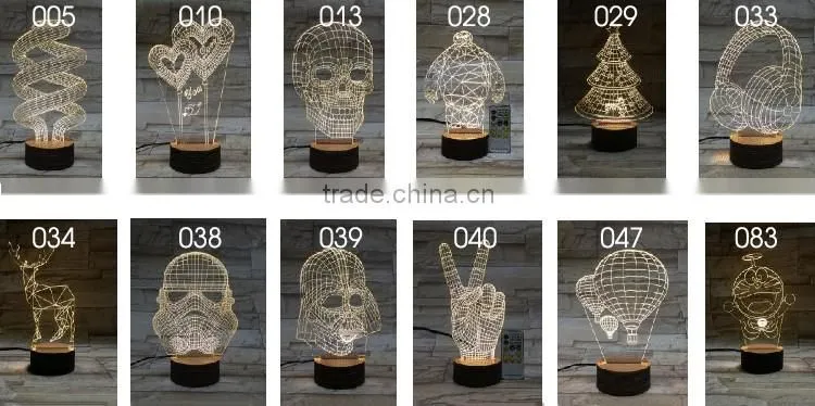 3D Optical Night Light Horse 7 RGB Light Colors 10 LEDs AA Battery or DC 5V Mixed Lot