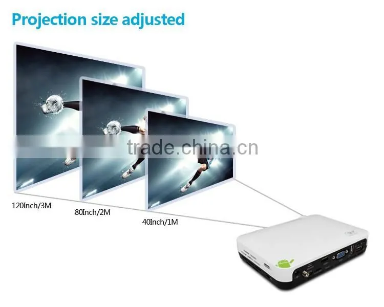 cheap 2500 Lumens 1280x800 Android 4.2 Wifi Active Shutter 3D Portable Pocket Smart TV HDMI USB Mini DLP Projector, for Business