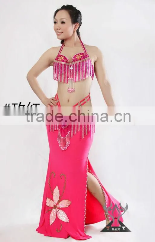 Belly Dance Costumes Skirt,Hot Purple Sexy Professional Skirt of Belly Dance Long Skirt, Performance Dancing Skirt QC1316