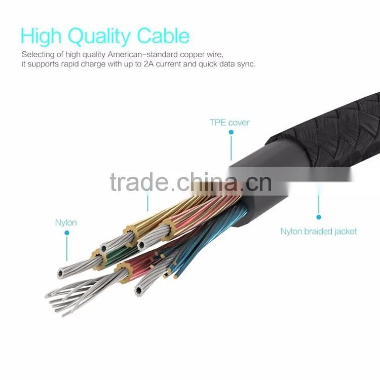 ROCK Cobblestone Type C Round Cable for Huawei xiaomi meizu 2.0A type C to USB Charging nylon metal cables