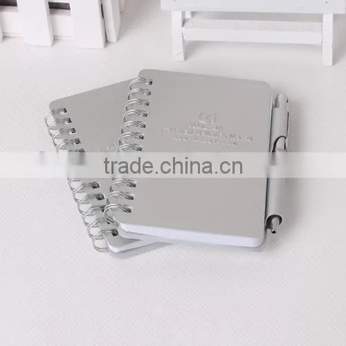 Custom wholesale aluminun dairy spiral notebook with pen