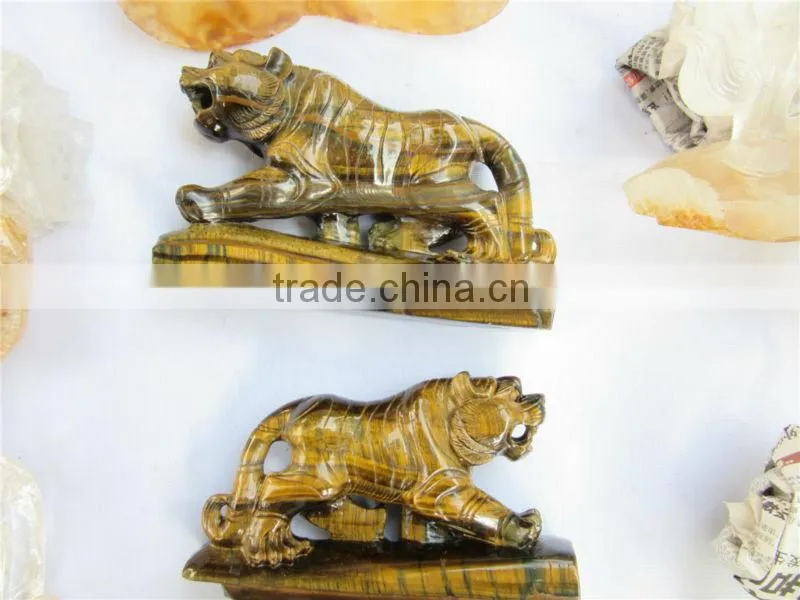 Hot sell unique gemstonestone animals sculpture handicraft carving tiger lion horse