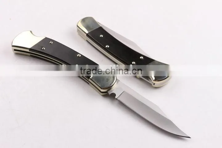 OEM 440 stainless steel folding backlock knife with brass handle