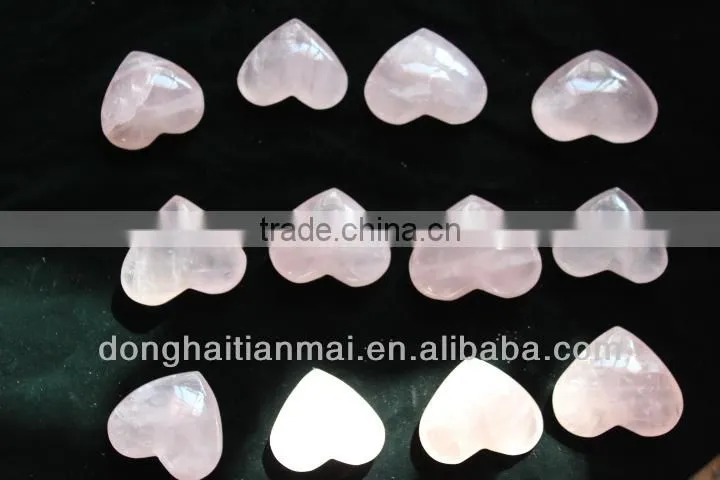 Wholesale Natural Rose Crystal Heart / Charming Pink Crystal Hearts