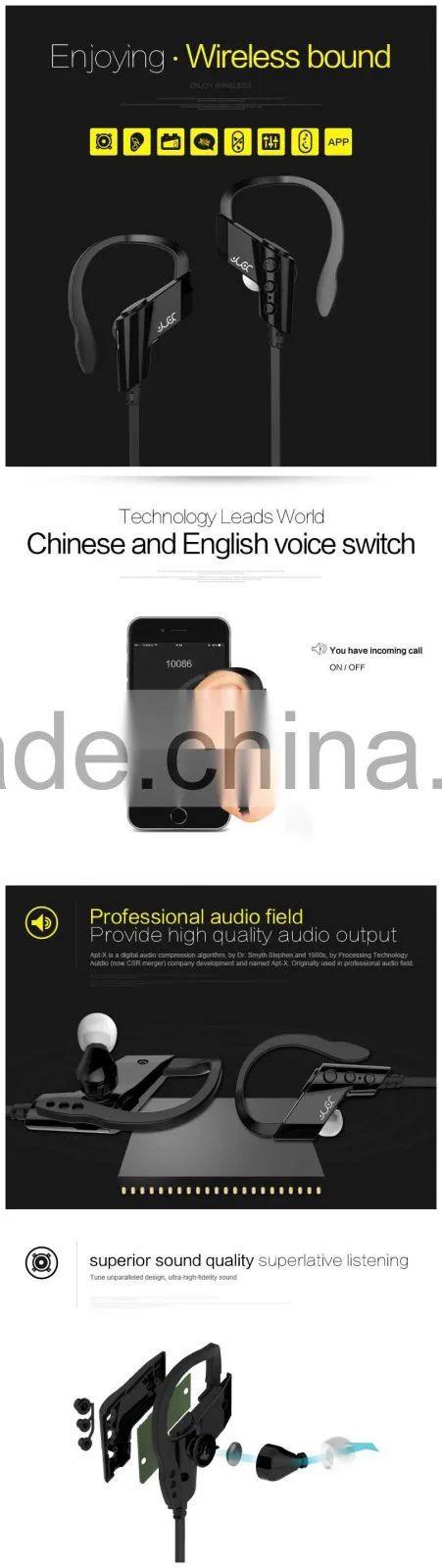 Alibaba express popular stereo sport karaoke microphone wireless headset