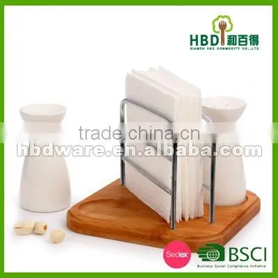 Napkin holder with salt and pepper shaker set,salt and pepper shaker with napkin holder