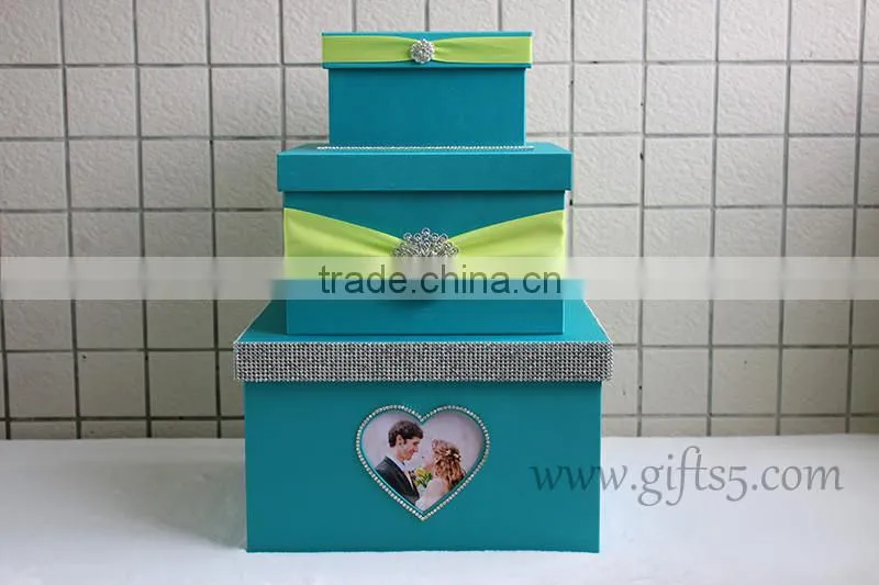 Handmade blue wedding card holder made in China wedding card box supplier