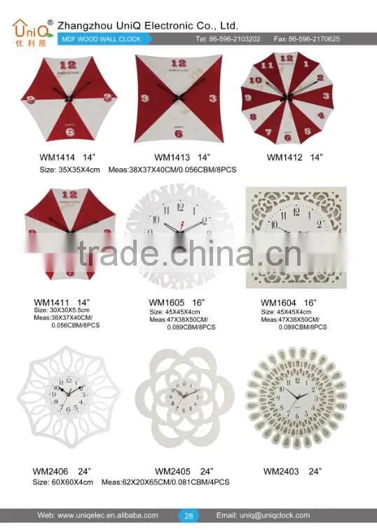 MDF wood mantle table clock for decor
