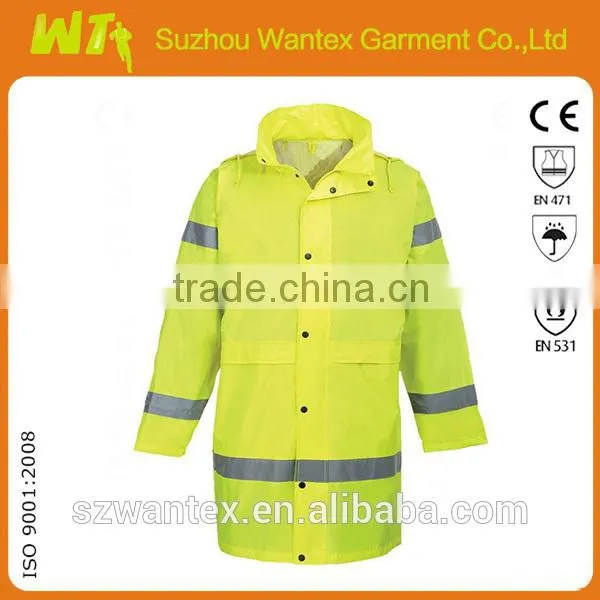 alibaba wholesale bulk reflective rain coat 100% polyester hi vis rain coats rain jacket safety rain coat