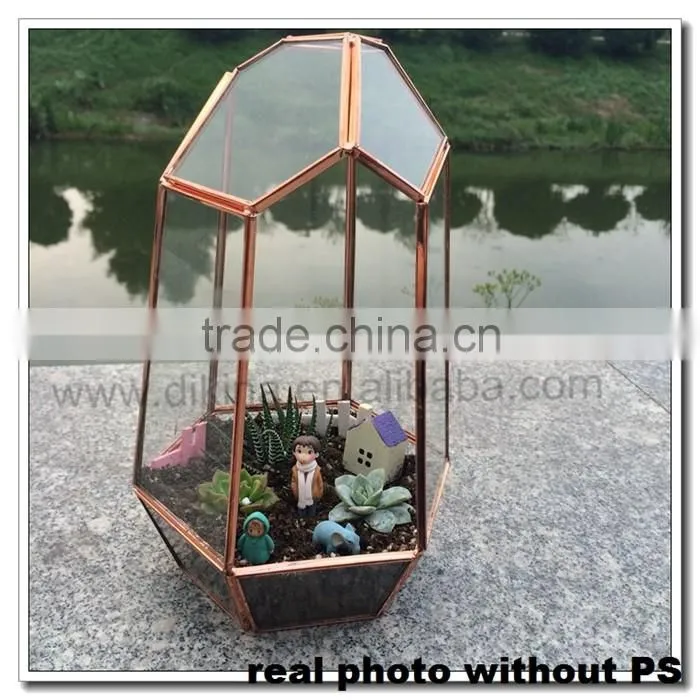 A~~ Air Plant Holder Sculpture Terrarium: big diamond shape geometric hanger planter>< air plant glass geometric terrarium gold