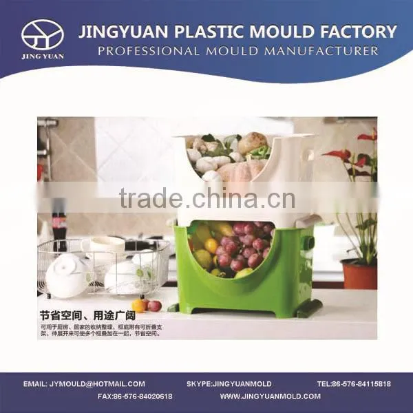 Taizhou OEM plastic household fruit storage crate mould supplier,commodity injection vegetable stackable basket mold manufacture