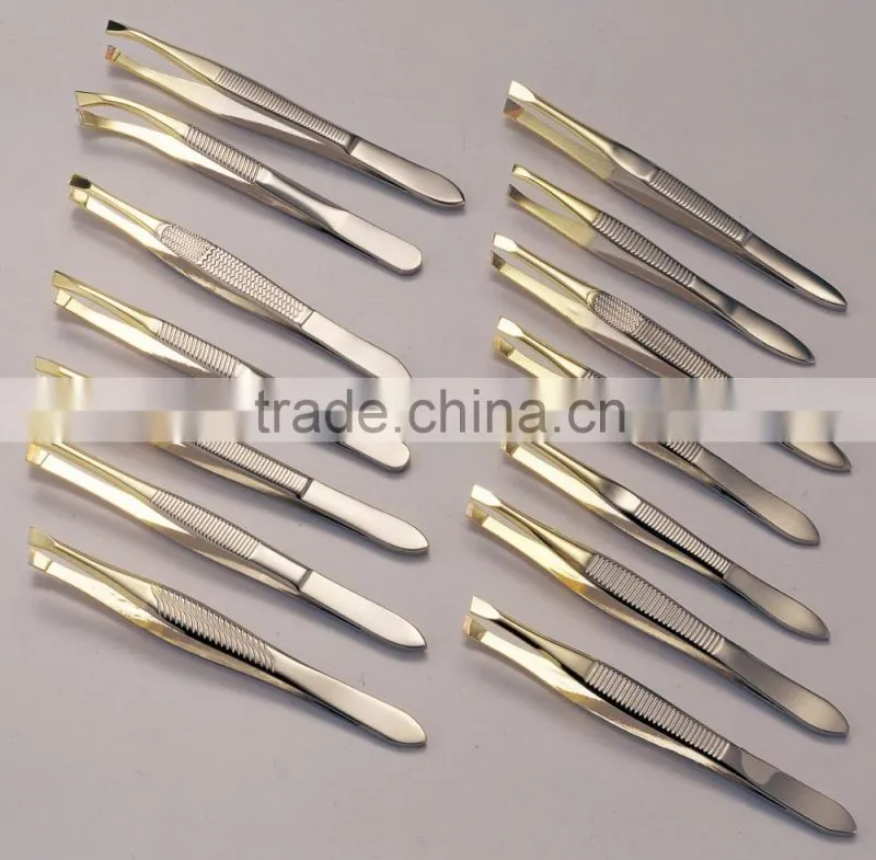 Durable 24K gold finish tweezers,gold beauty tools