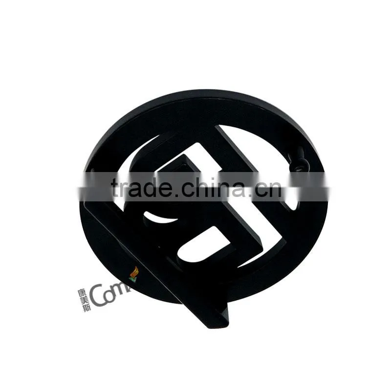 Round Hollow PB Logo Matt Black Metal Belt Buckle