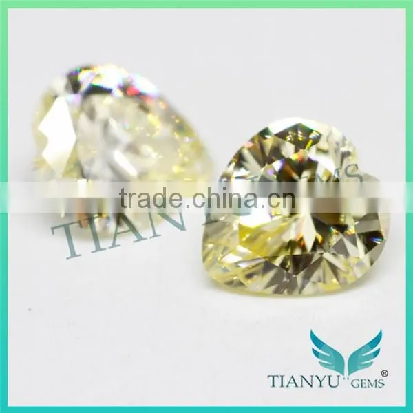 Hot Sale Products Synthetic Zircon Gemstone Heart Cut L-Yellow CZ Gems Stone