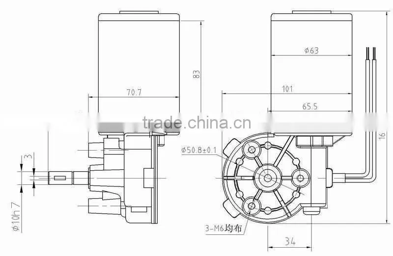 DC 12V worm gear motor for garage door