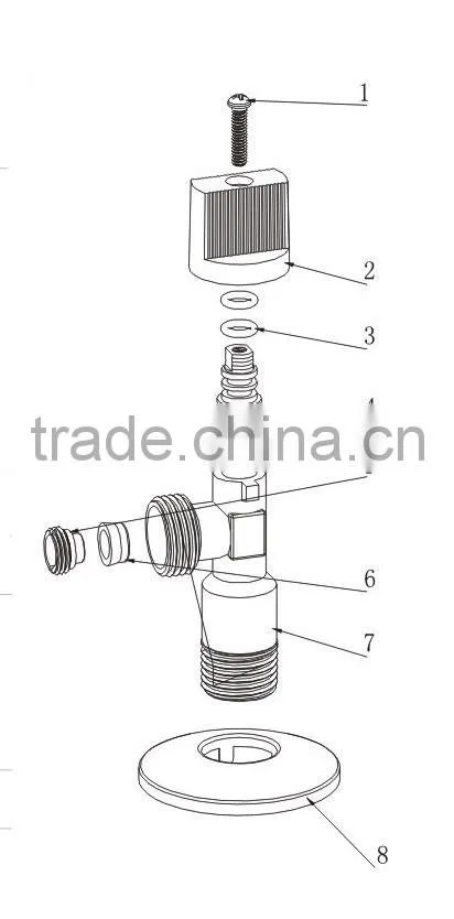 Sanitary Brass Angle Stop Valve(with long nut 3/8"*10mm)
