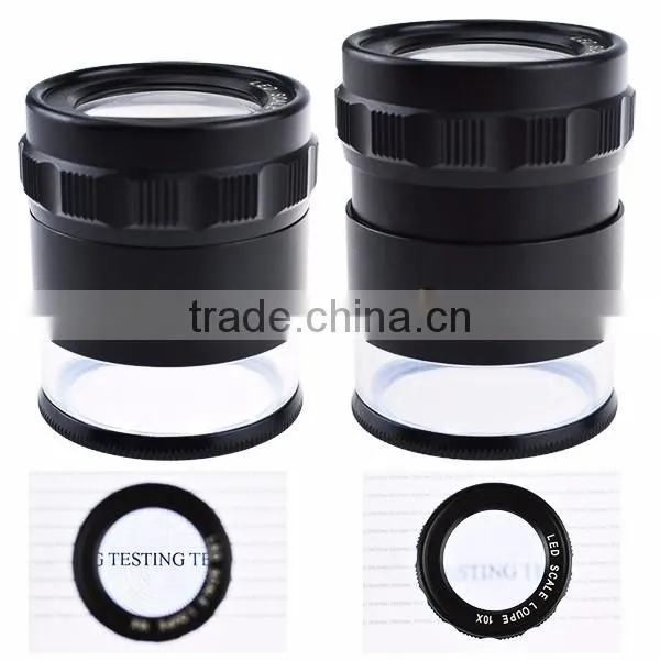Magnifier Glass 10x 25mm Jewellers Eye Jewel Jewelry Loupe Reticle Scale 20mm with LED LIght