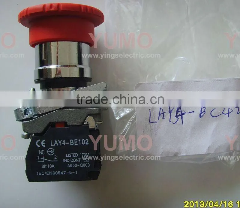 LAY4-BC42 RED NC mushroom head push button switch