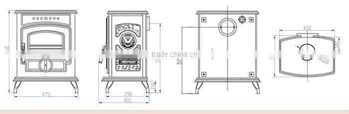 Red colour fireplace/Wood fireplace with beautiful enamel for selling HF332E