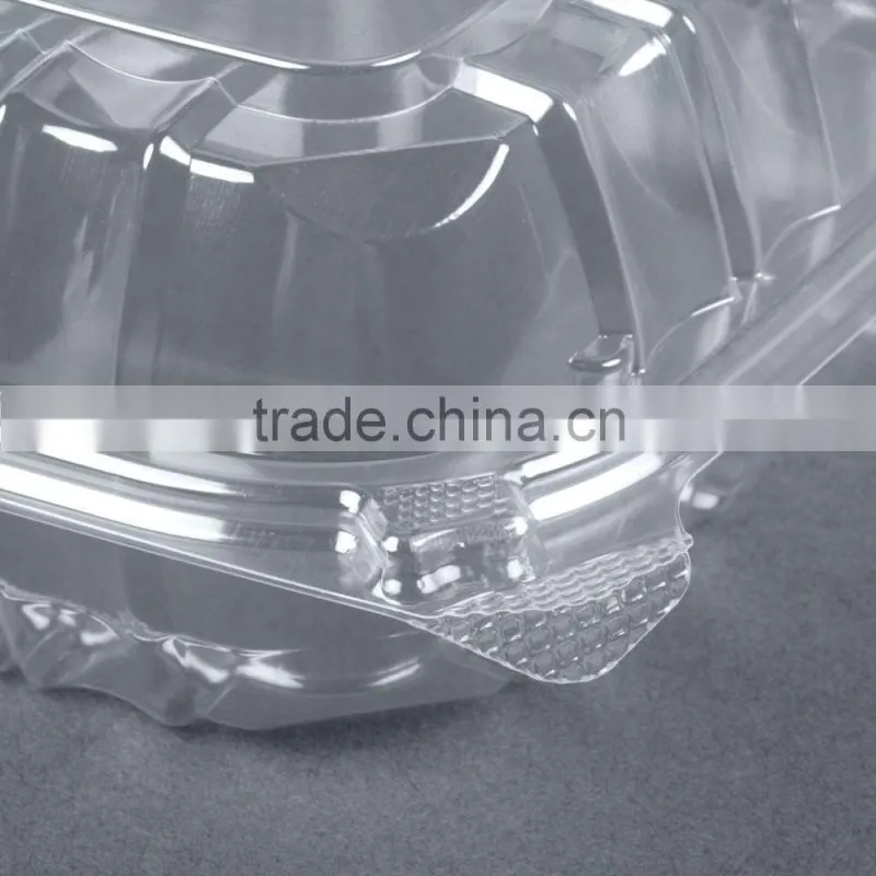 Cheap Price Clamshell Plastic Cake Container Carrier with Hinged Lid, Clear Plastic Take Out Food Packaging Box for Salad
