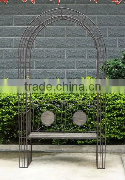 Restro Antique White Wrought Iron Garden Bench