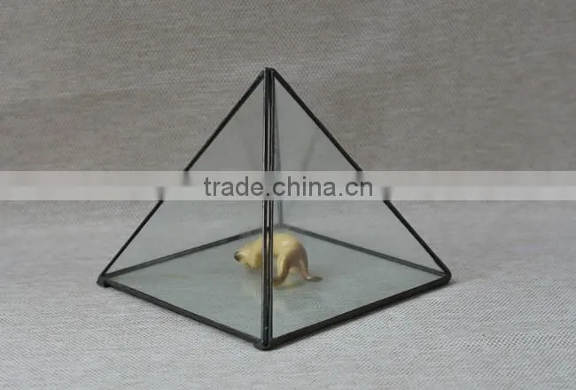 Pyramid shaped glass terrarium for indoor plant holder