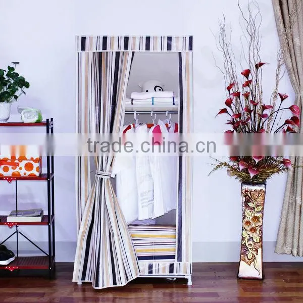 Single Canvas effect Wardrobe Clothes Storage Cabinet