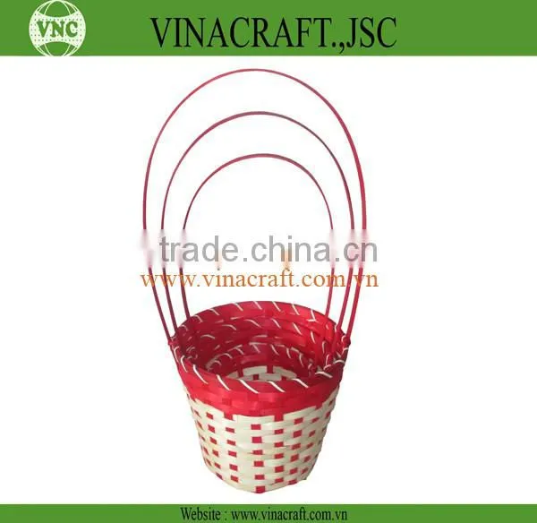 Bamboo flower basket with handle