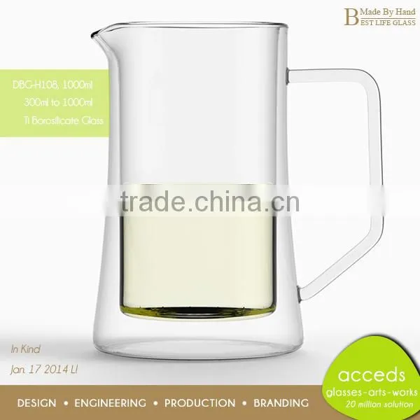 Hand Made Stylish Clear Pyrex Glass Jug / Drinking Jug