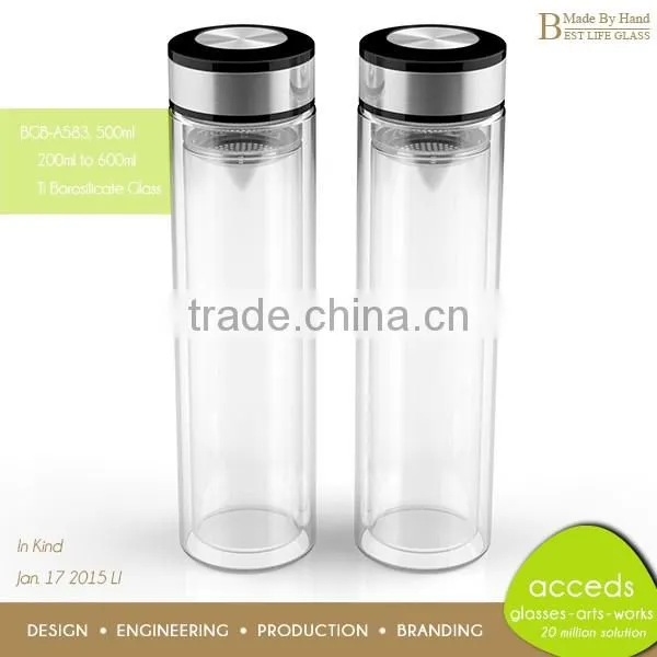 Eco-Friendly Handmade Borosilicate Green Glass Drink Bottle