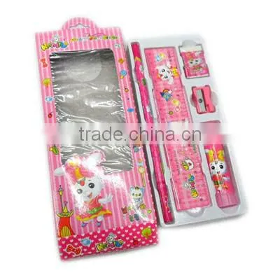 promotional kids stationery set with pencil rubber ruler sharpener