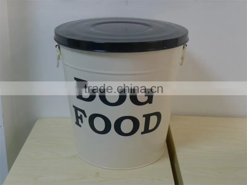 LARGE DOG FOOD CONTAINER Metal Pet Feeder Bin Steel Cat Food Can