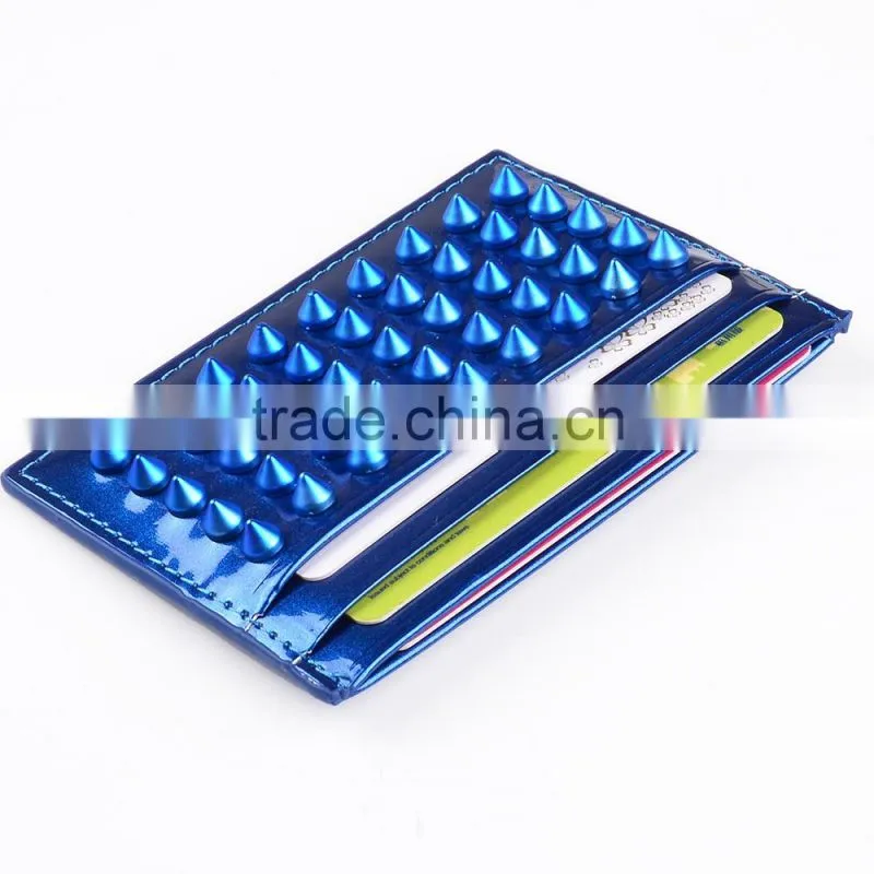 Gift rivet pu leather/genuine leather credit / name card holder for business