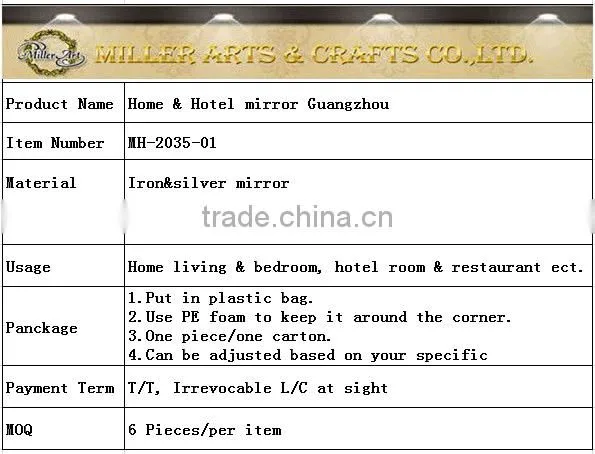 Modern design iron decorative wall mirror