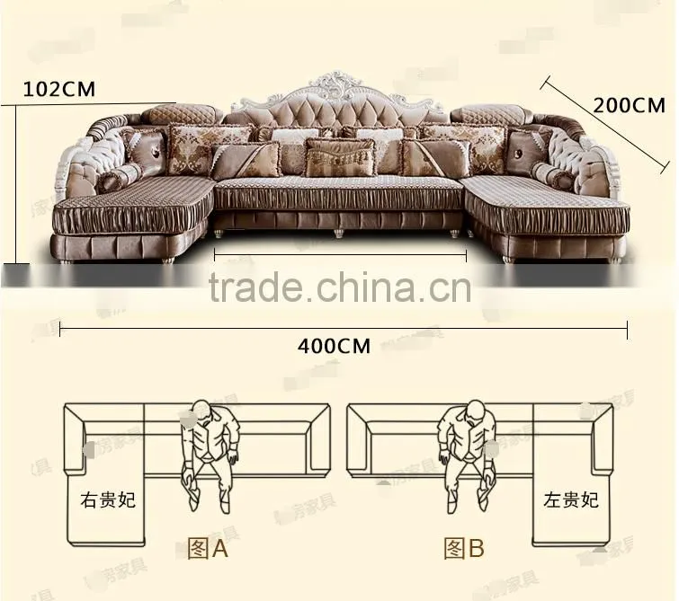M512 High quality noble antique design European Style Italy living room corner sofa